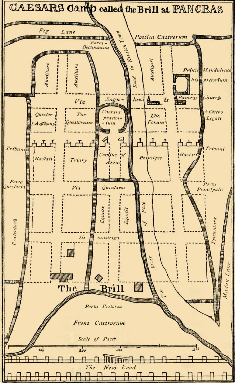 Tohtori Stukeleys St. Pancrasin leirin suunnitelma, c1750, c1876. tekijältä Unbekannt