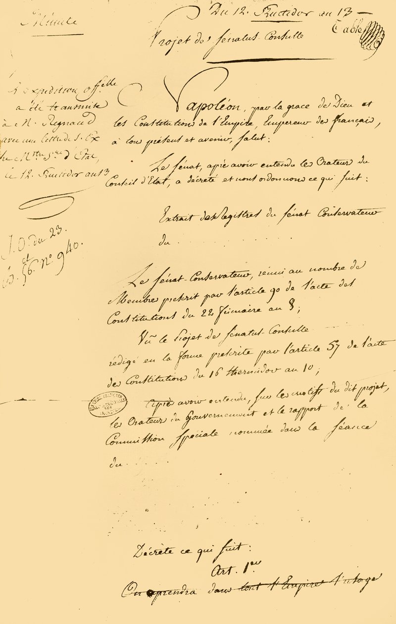 Luonnos gregoriaanisen kalenterin uudelleen perustamisesta, 29. elokuuta 1805, 1921. tekijältä Unbekannt