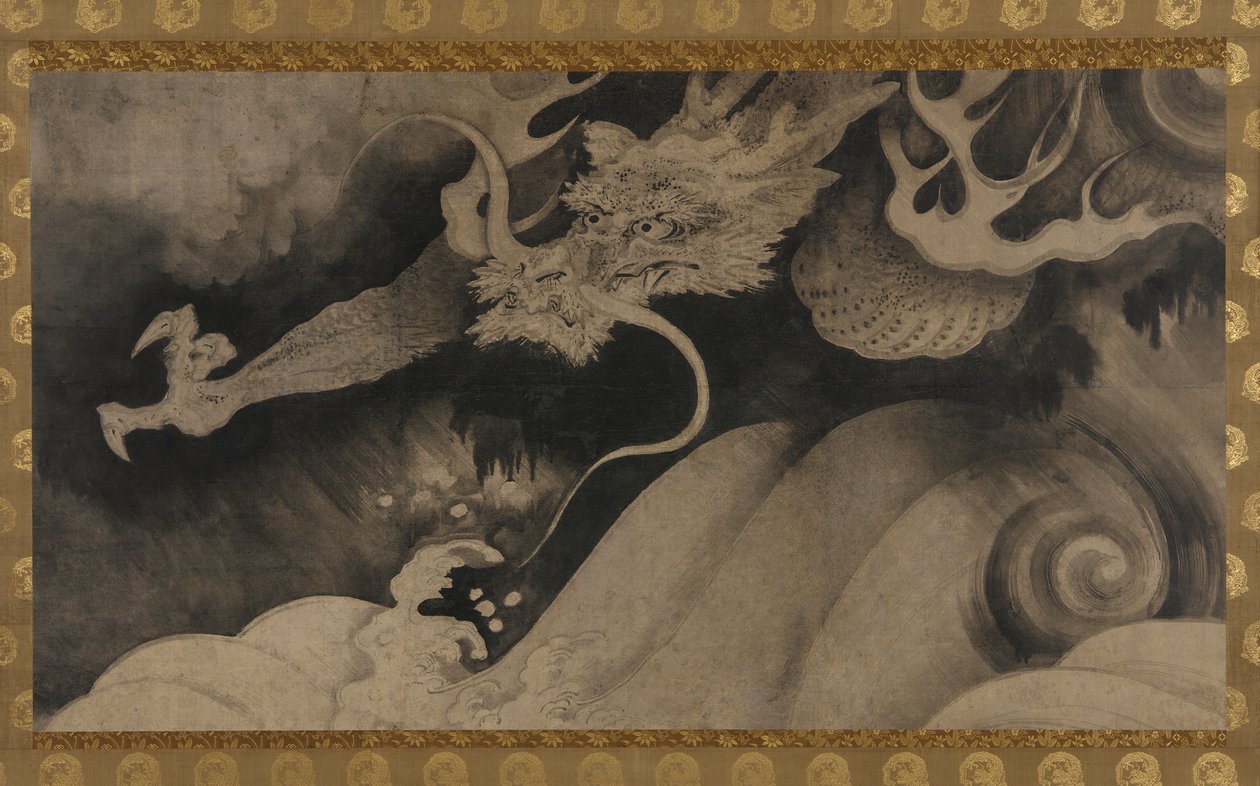 Lohikäärme, aallot ja pilvet, Momoyama-kausi, 1568-1615. tekijältä Unbekannt