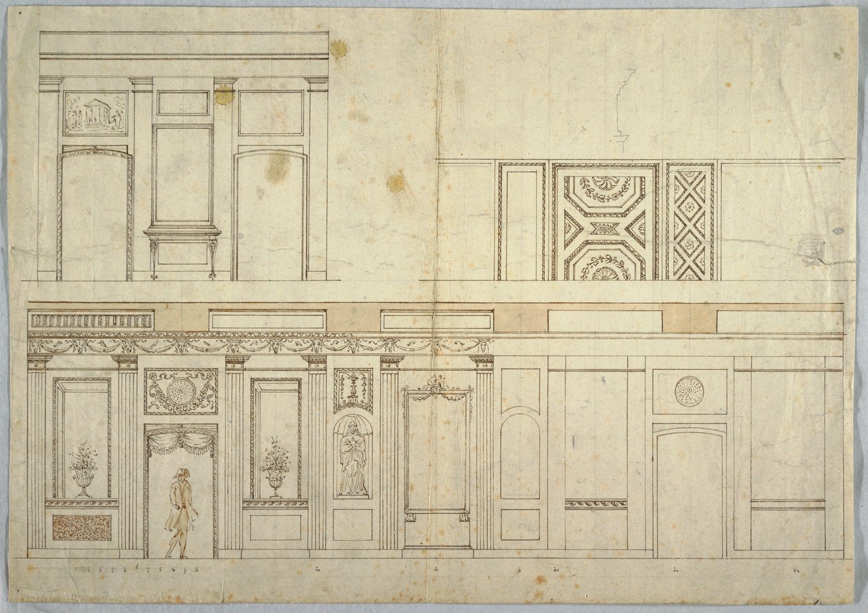 Piirustus, sisustussuunnitelma, 1800-1820 tekijältä Unbekannt