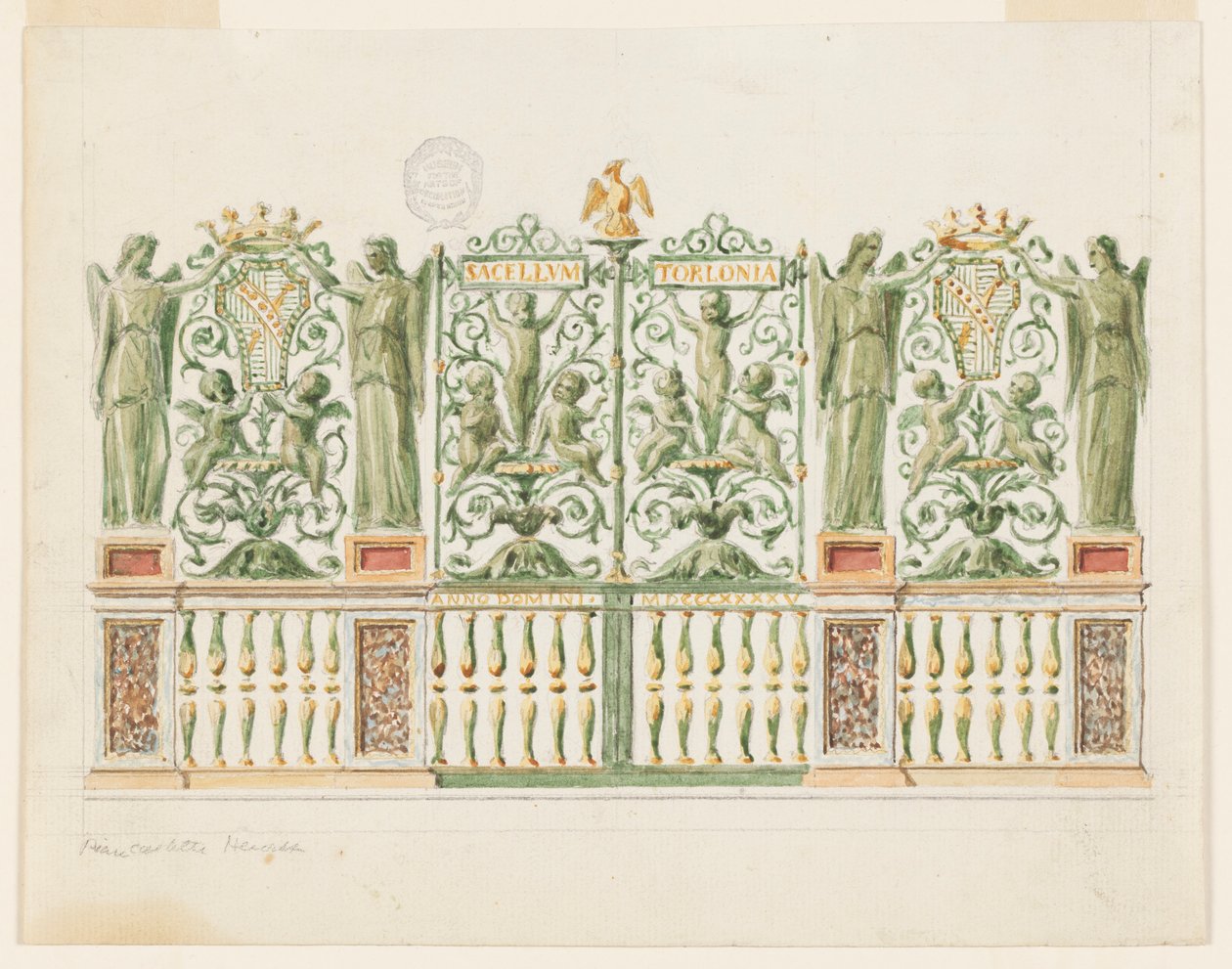 Piirustus, Kappelin porttihanke, 1845 tekijältä Unbekannt