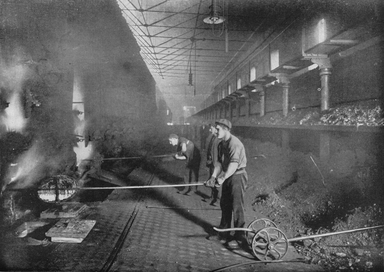 Retorttien piirtäminen käsin, South Metropolitan Gasworks, Peckham, Lontoo, 1903 1903 tekijältä Unbekannt