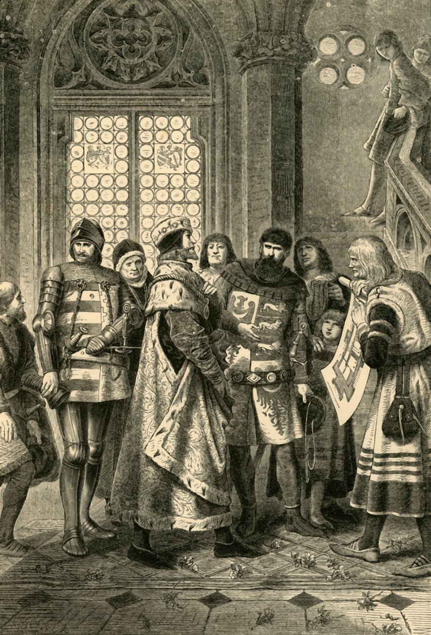 Herttua Rudolf IV Stephenin katedraalin perustajana, c1360, 1890. tekijältä Unbekannt