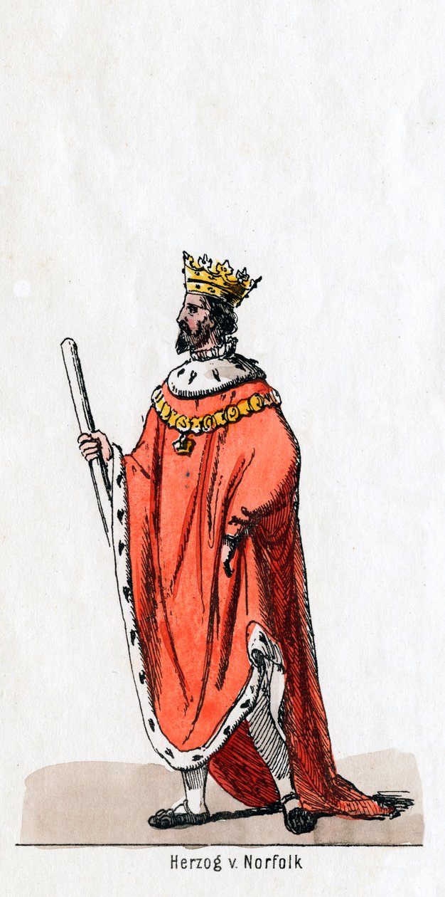 Norfolkin herttua, pukusuunnittelu Shakespearen näytelmään, Henry VIII, 1800-luku. tekijältä Unbekannt