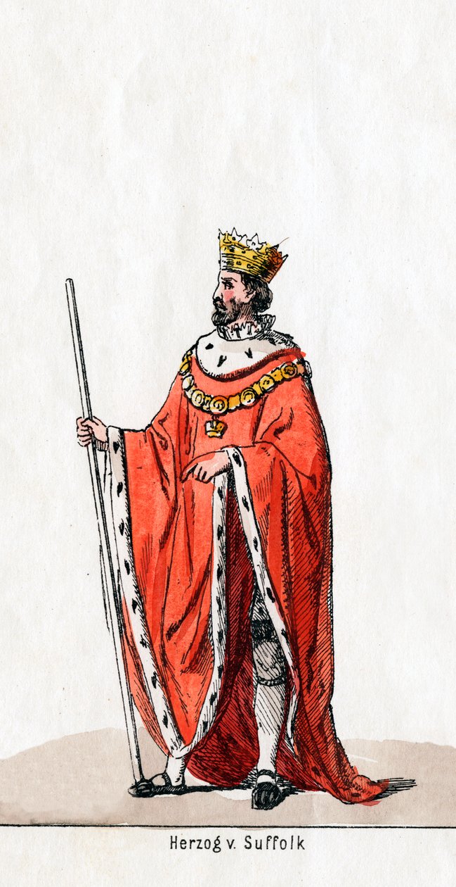 Suffolkin herttua, pukusuunnittelu Shakespearen näytelmään, Henry VIII, 1800-luku tekijältä Unbekannt