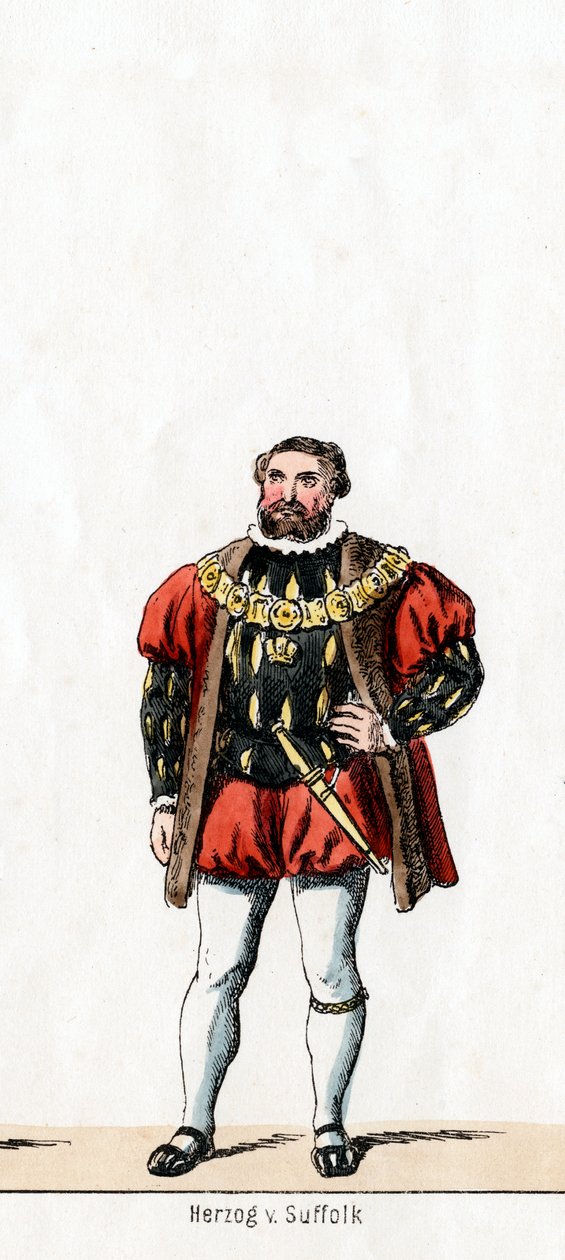 Suffolkin herttua, pukusuunnittelu Shakespearen näytelmään, Henry VIII, 1800-luku tekijältä Unbekannt