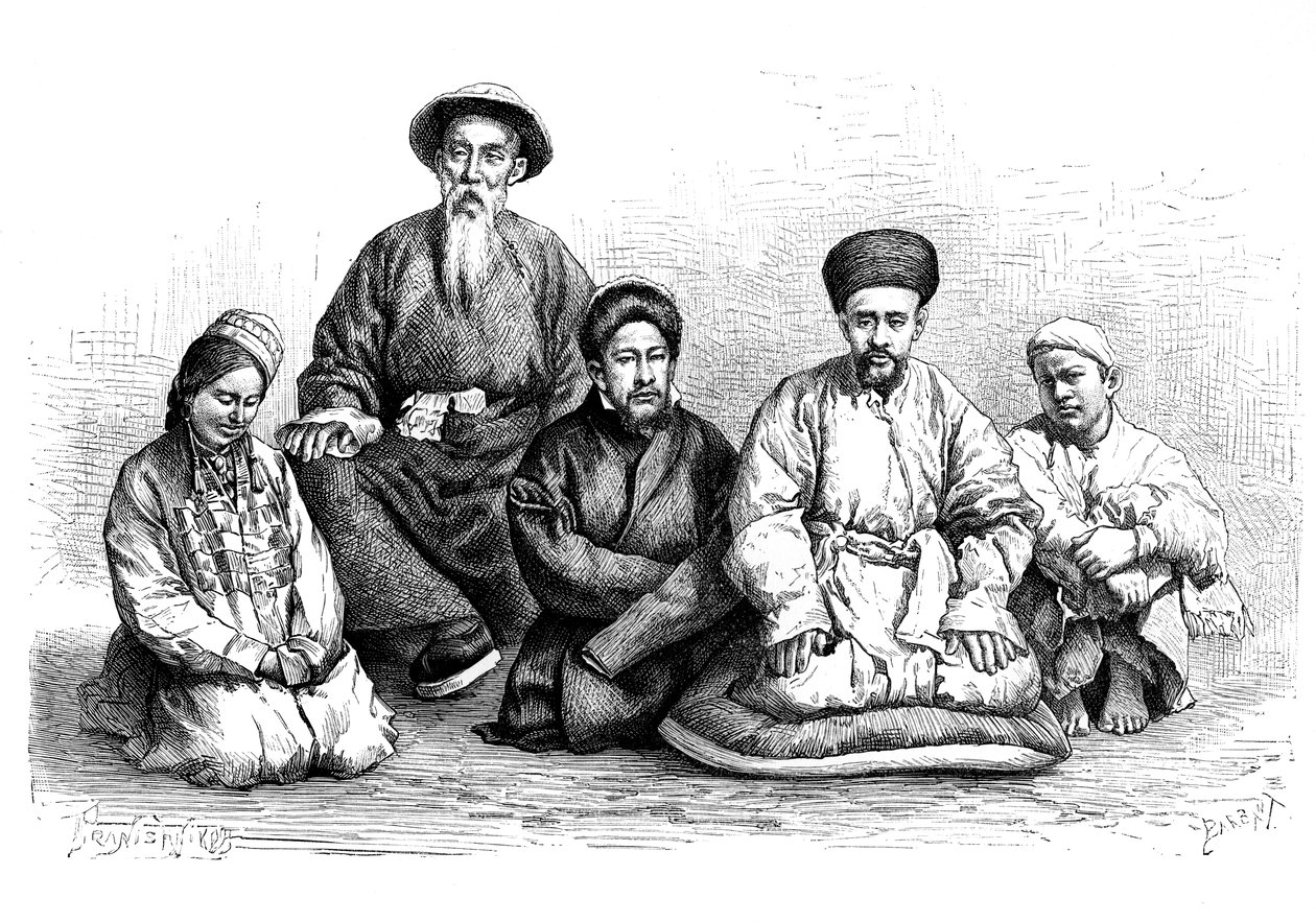 Dunganit ja Taranchit, tyypit ja puvut, c1890 tekijältä Unbekannt