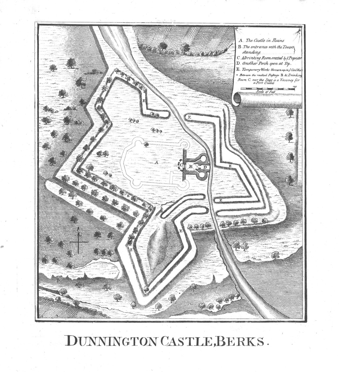 Dunnington Castle, Berks., 1700-luvun loppu tekijältä Unbekannt