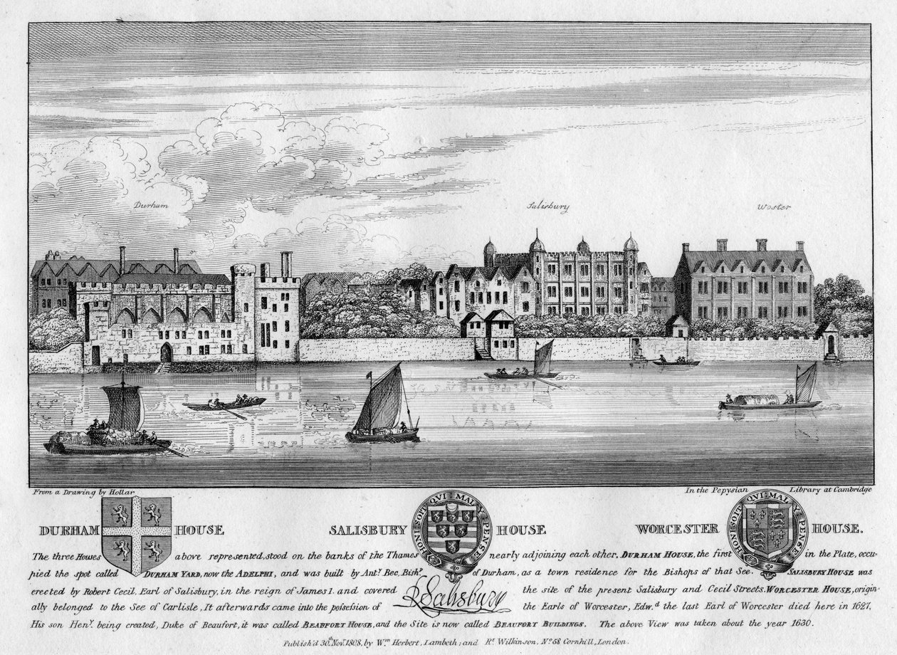 Durham House, Salisbury House ja Worcester House, Lontoo, c1630 1808 tekijältä Unbekannt
