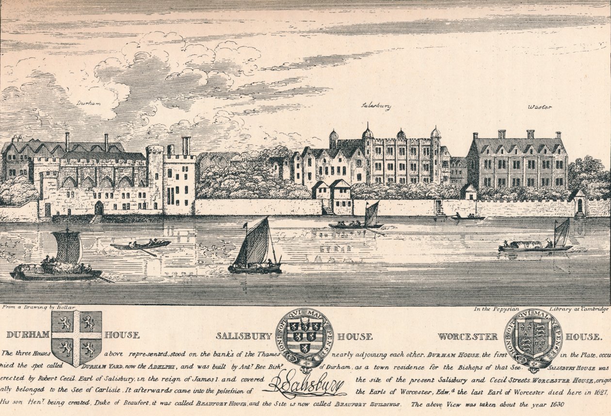 Durham House, Salisbury House ja Worcester House, Lontoo, c1808 1903 tekijältä Unbekannt