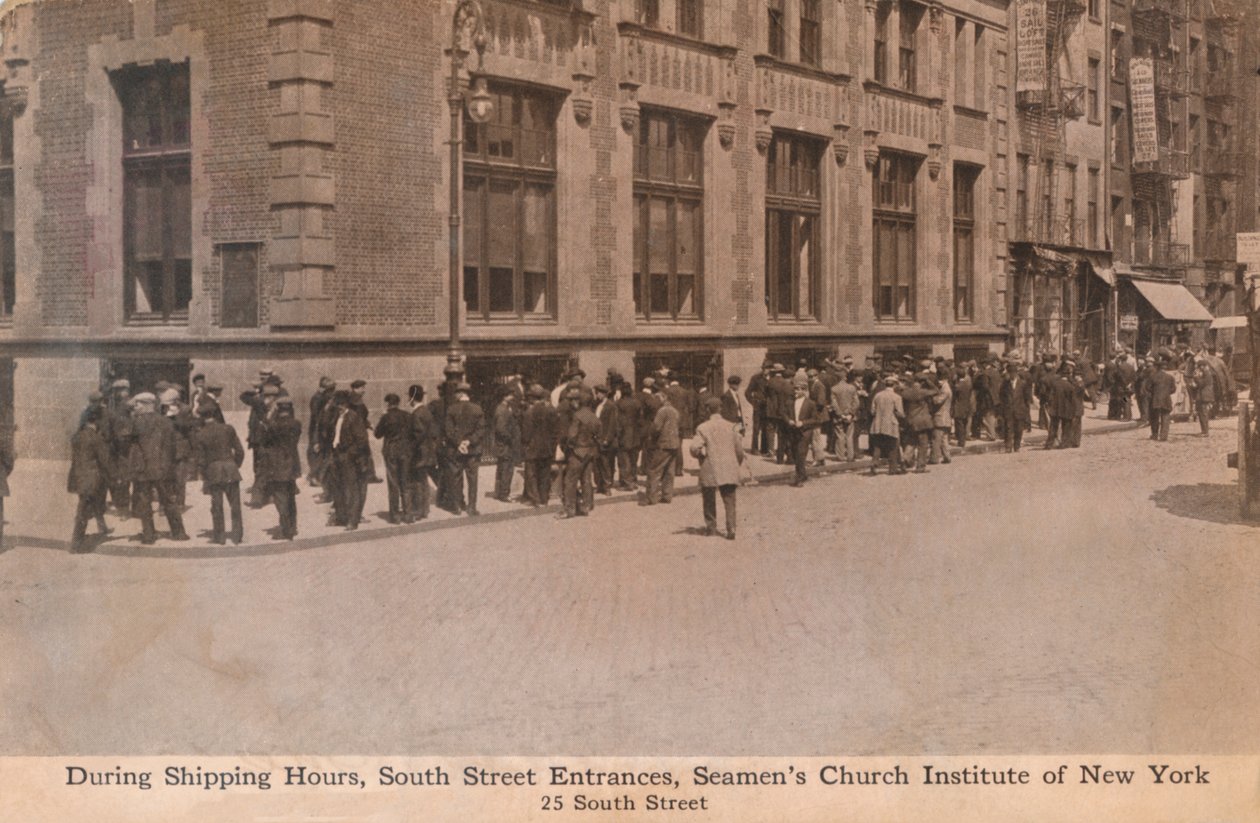 Toimitusaikana, South Street Entrances, Seamens Church Institute of New York, n. 1888. tekijältä Unbekannt