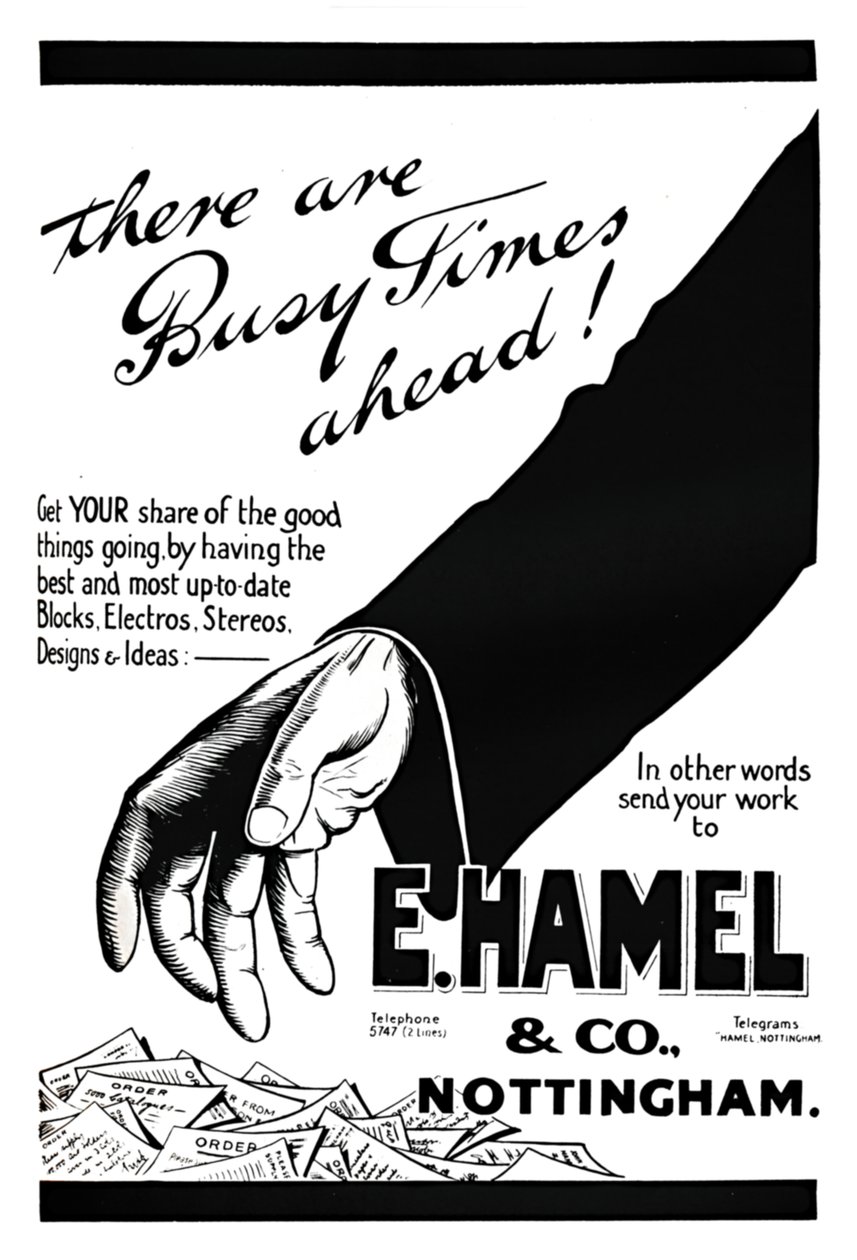 E. Hamel & Co:n mainos - Edessä on kiireisiä aikoja!, 1919 tekijältä Unbekannt