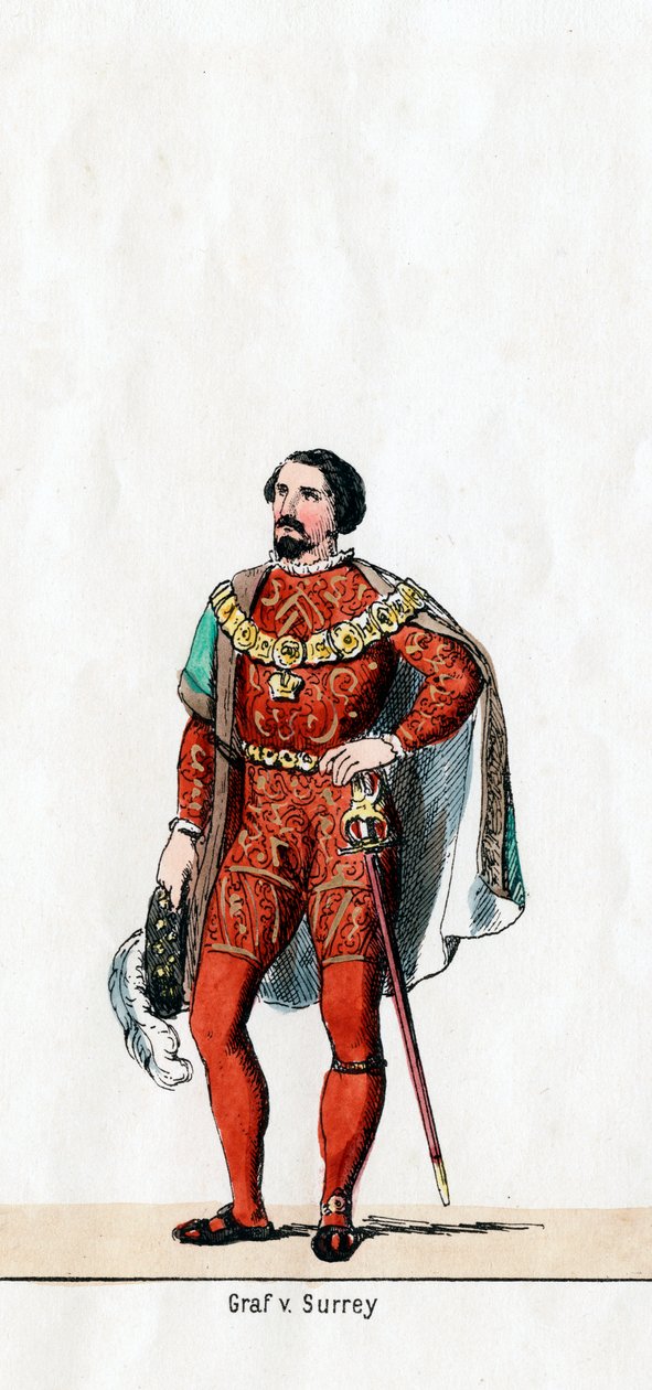 Earl of Surrey, pukusuunnittelu Shakespearen näytelmään, Henry VIII, 1800-luku tekijältä Unbekannt