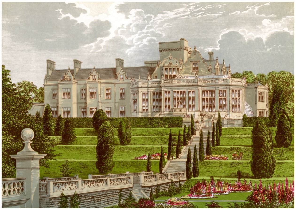 Easton Hall, Lincolnshire, Baronet Cholmeleyn koti, vuodelta 1880 tekijältä Unbekannt