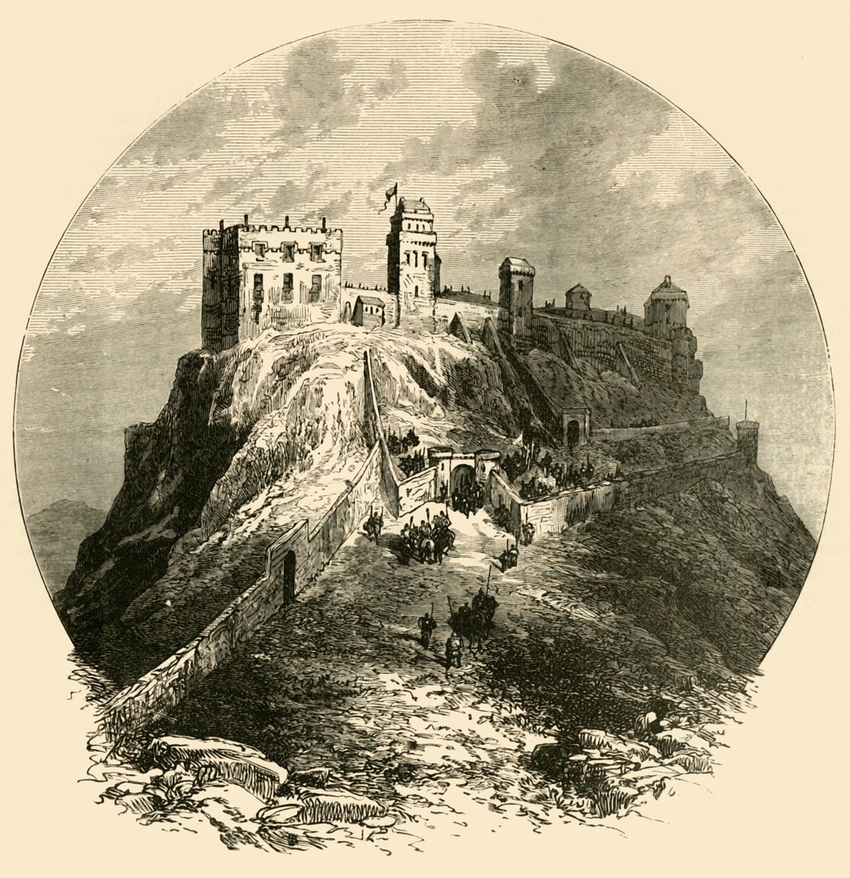 Edinburghin linna sellaisena kuin se oli ennen vuoden 1573 piiritystä, 1890. tekijältä Unbekannt