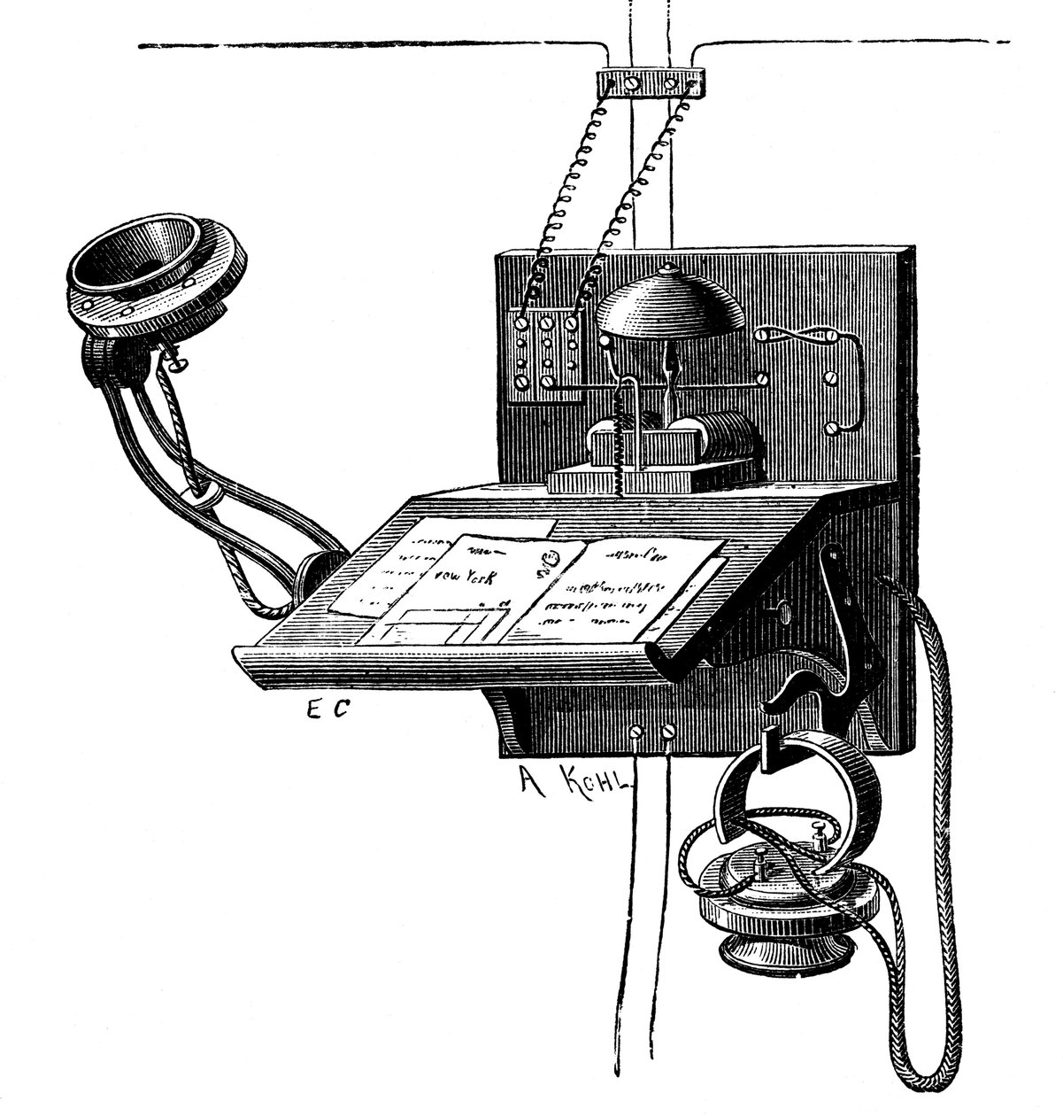 Edison-lähetin ja ponin kruunuvastaanotin, New York, c1891 tekijältä Unbekannt