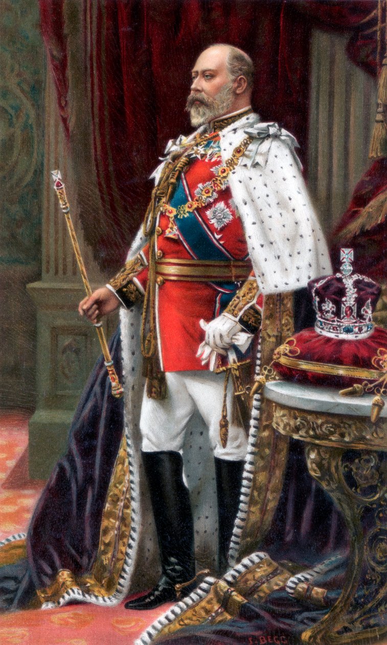 Edward VII täydessä kruunausvaatteissa, 1902 tekijältä Unbekannt