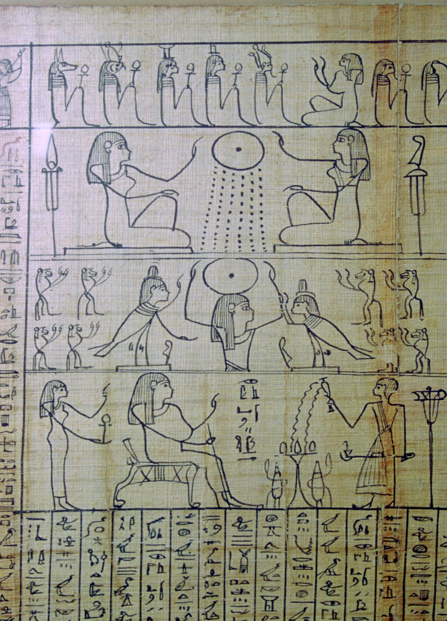 Egyptiläinen kuvaus hautajaisista ja sisäänkäynnistä alamaailmaan, Anin papyrus tekijältä Unbekannt