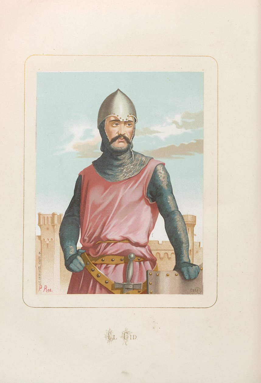 El Cid Rodrigo Diaz de Vivar. Lähettäjä: Kaikkien aikojen kuuluisat miehet ja naiset..., 1875-1877 tekijältä Unbekannt