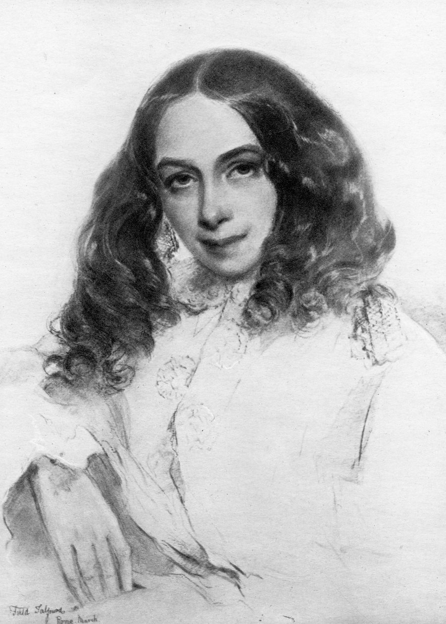Elizabeth Barrett Browning, brittiläinen runoilija, 1859 tekijältä Unbekannt