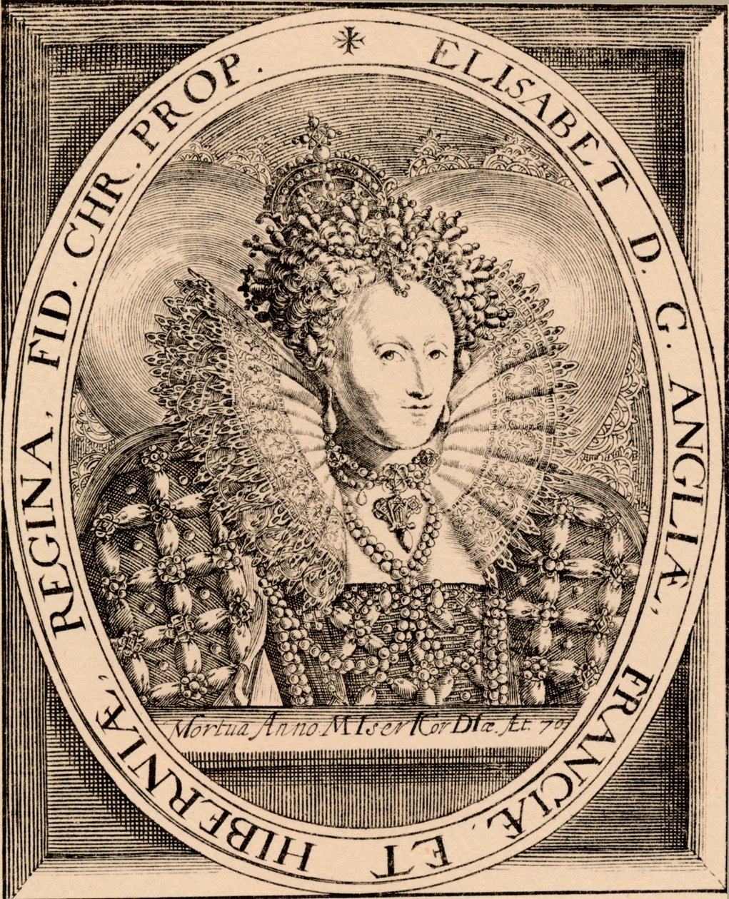 Elizabeth I 1533-1603, Englannin ja Irlannin kuningatar, 1889 tekijältä Unbekannt