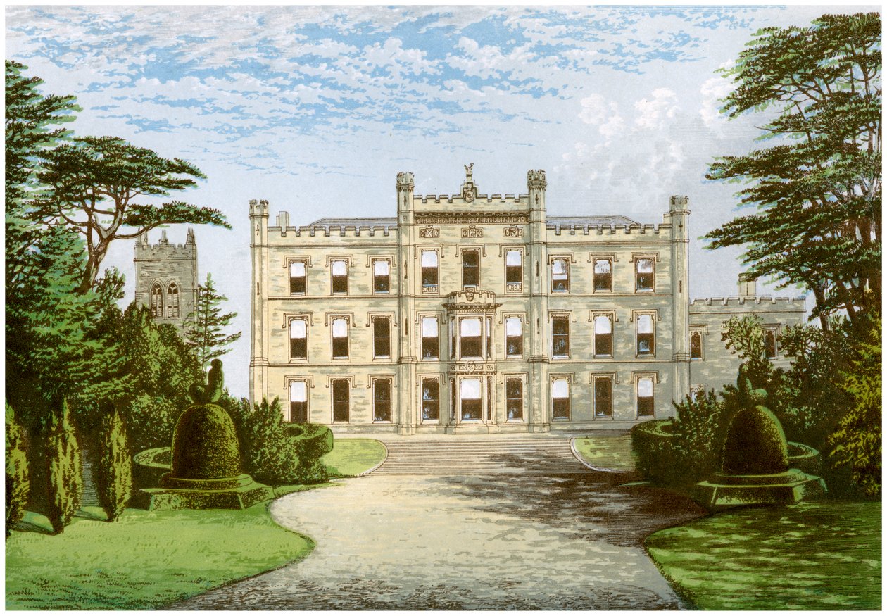 Elvaston Castle, Derbyshire, Earl of Harringtonin koti, vuodelta 1880 tekijältä Unbekannt