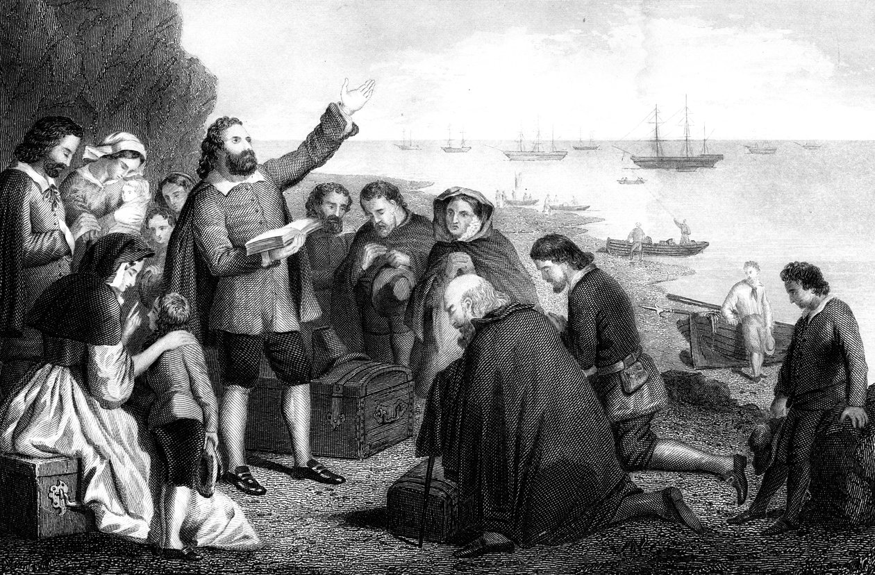 Pyhiinvaeltajien maihinnousu, 1620 tekijältä Unbekannt
