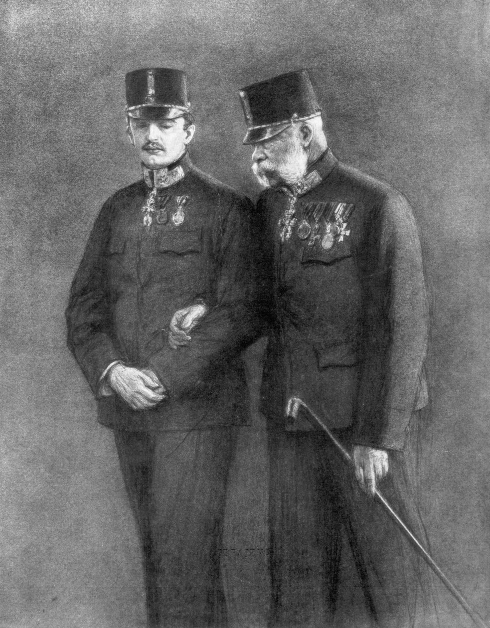 Itävallan keisari Franz Josef I ja arkkiherttua Charles Habsburg, 1926 tekijältä Unbekannt