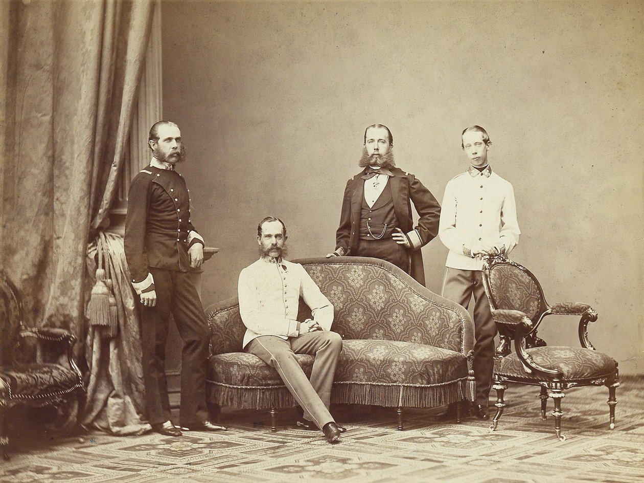 Itävallan keisari Franz Joseph I veljiensä kanssa, 1864. tekijältä Unbekannt