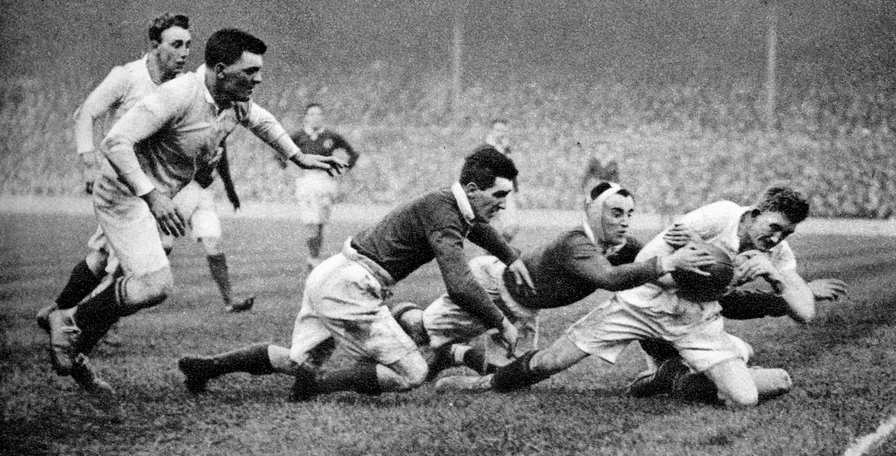 Englanti teki maalin Skotlantia vastaan, Twickenham, Lontoo, 1926-1927 tekijältä Unbekannt
