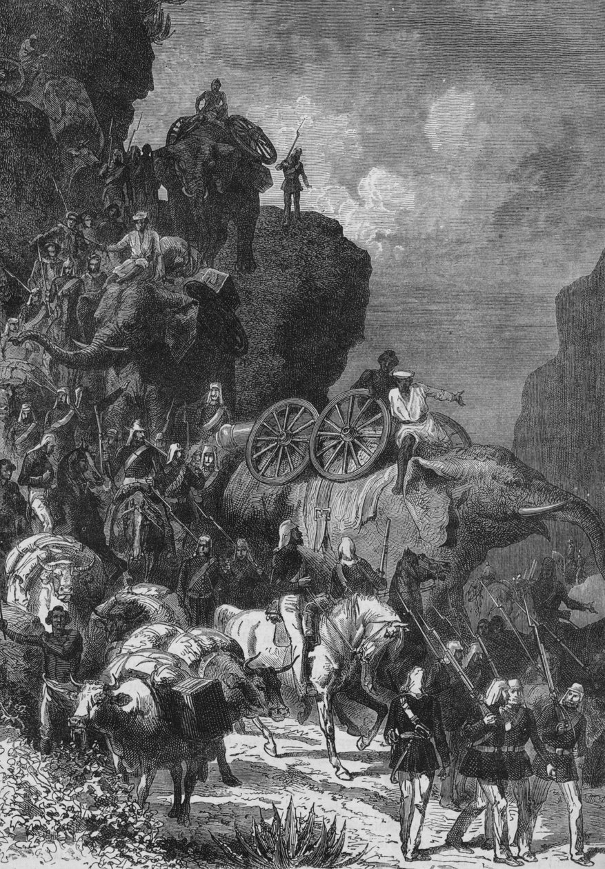 Englannin armeija maaliskuussa Abessiniassa, n. 1880 tekijältä Unbekannt