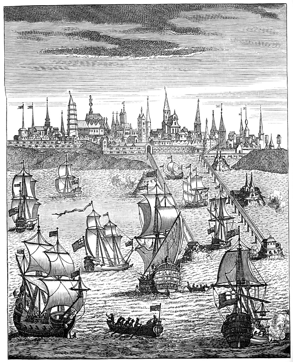 Englantilainen laivue, joka kuljettaa joukkoja ottamaan haltuunsa Dunkerquen, 1708, 1894 tekijältä Unbekannt