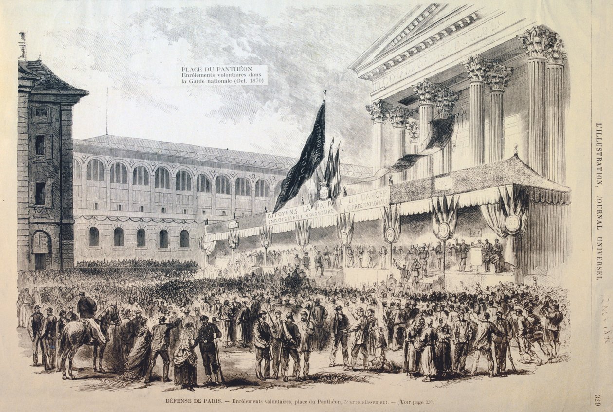 Vapaaehtoisten värvääminen kansalliskaartiin, Place du Pantheon, Pariisi, 1870-1871 tekijältä Unbekannt