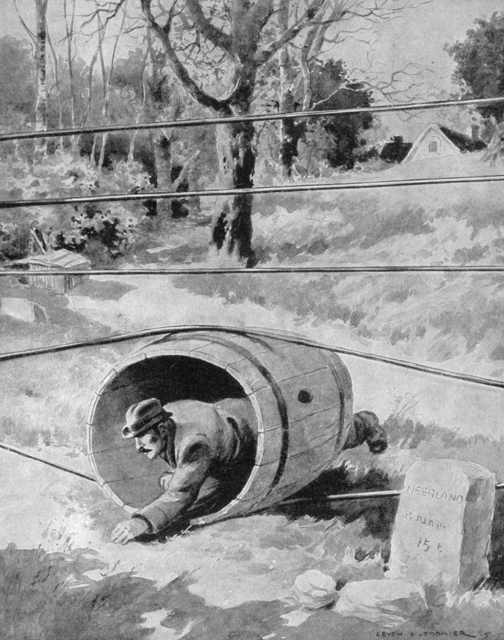 Saapuminen Hollantiin Belgian rajalta, 1915 tekijältä Unbekannt
