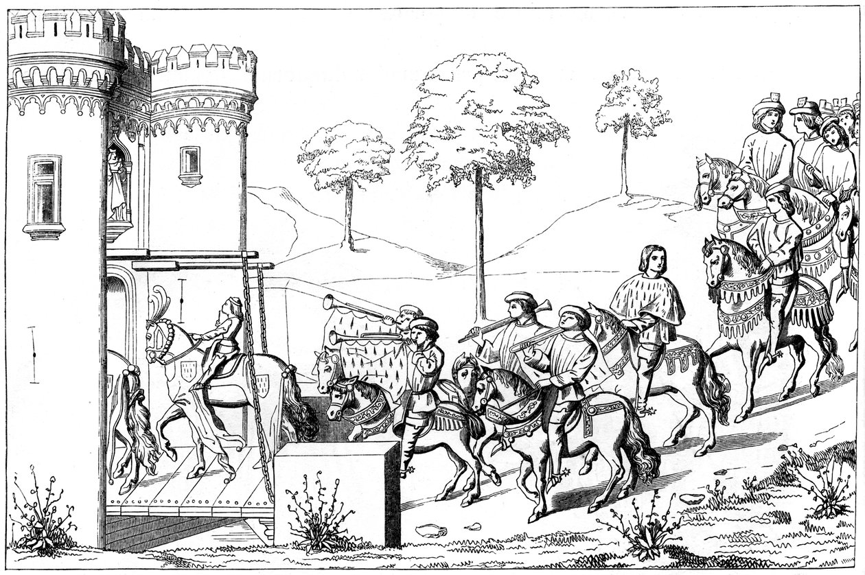Lordipäällikön sisäänkäynti turnauksen paikalle, 1400-luku 1849 tekijältä Unbekannt