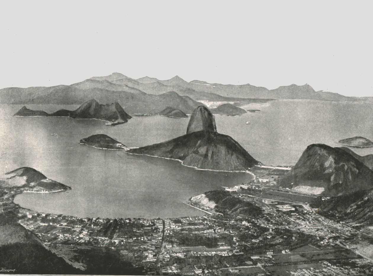 Sisäänkäynti lahdelle Corcovadon huipulta, Rio de Janeiro, Brasilia, 1895. tekijältä Unbekannt
