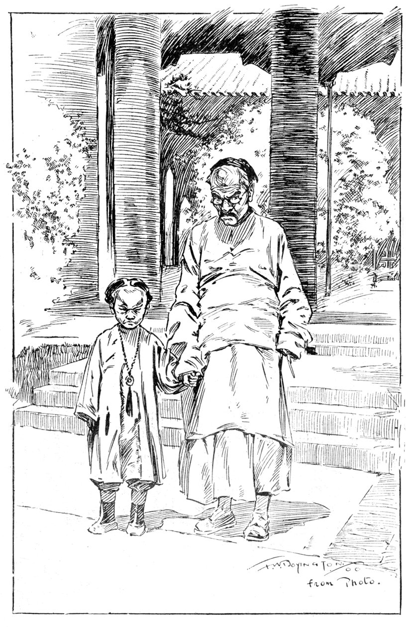 Sisäänkäynti Britannian Pekinin lähetystöön. Vanhin palvelija ja hänen poikansa, 1900 tekijältä Unbekannt