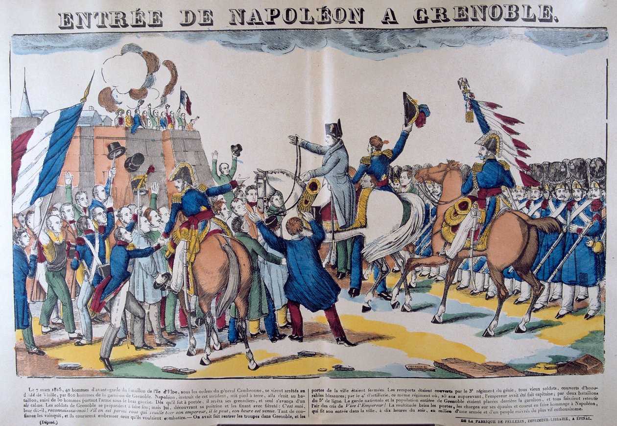 Napoleonin sisääntulo Grenobleen, maaliskuu 1815, 1800-luku tekijältä Unbekannt