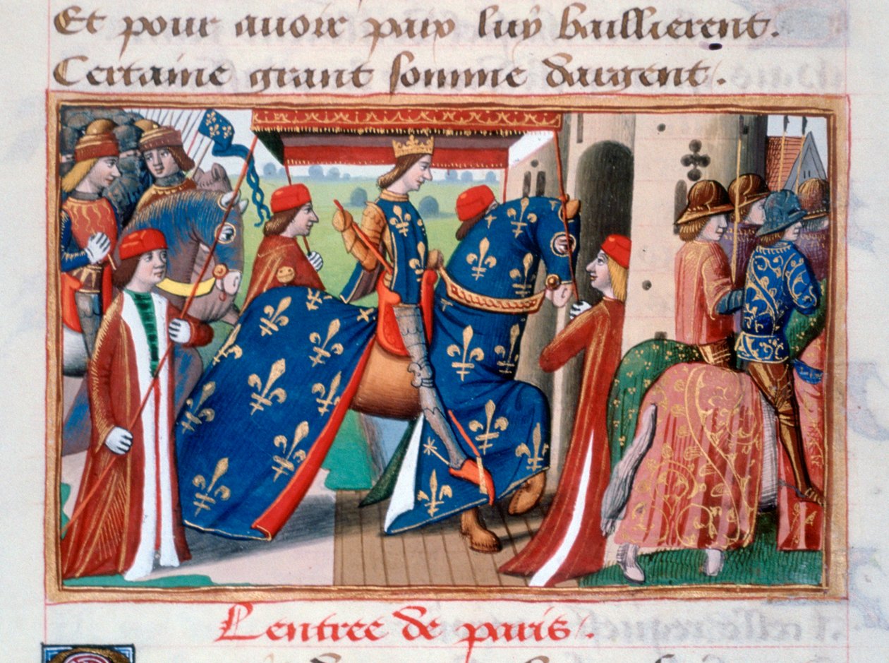 Kaarle VII:n saapuminen Pariisin kaupunkiin, 12. marraskuuta 1437, n. 1484 tekijältä Unbekannt