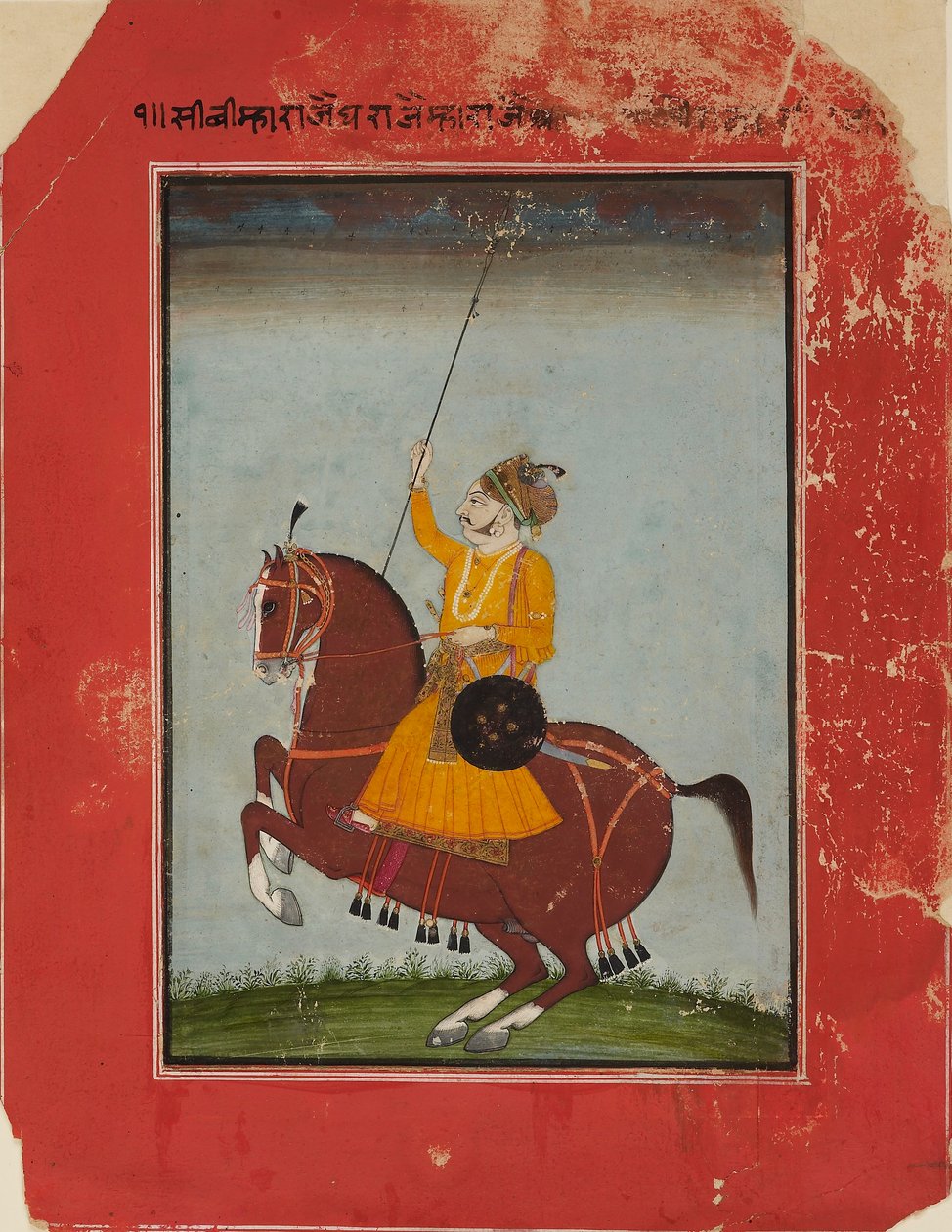 Ratsastusmuotokuva Maharaja Zorawar Singh of Bikanerista, 1835-1840 tekijältä Unbekannt