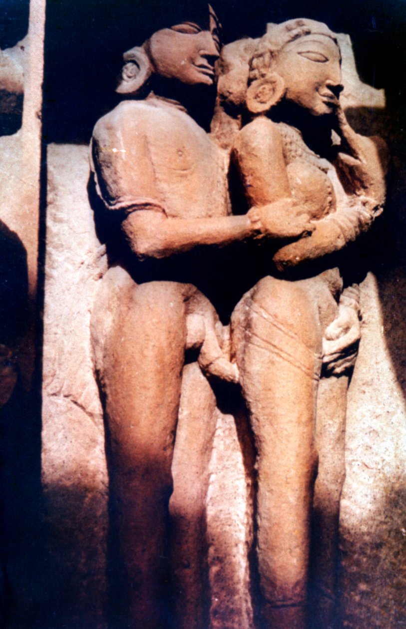 Eroottinen veistos, hindutemppeli, Khajuraho, Intia, 950 - 1050 tekijältä Unbekannt