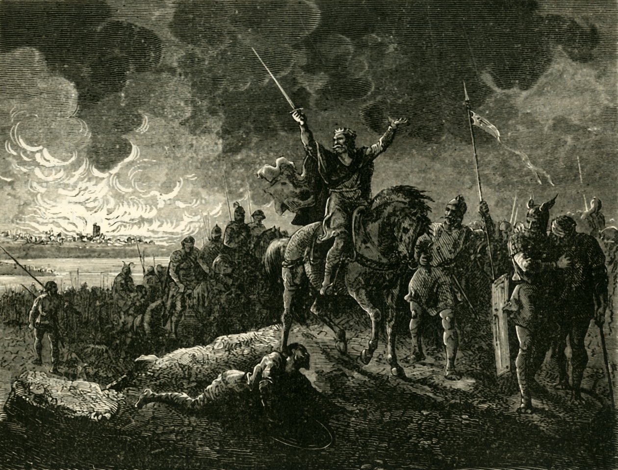Eudes, Akvitanian herttua, pakenemassa Bordeaux