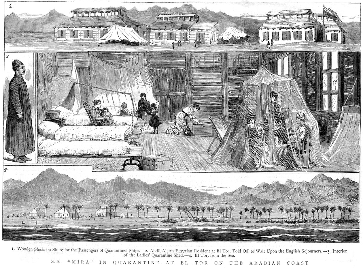 Eurooppalaiset isorokkokaranteenileirillä El Torissa, Pohjois-Afrikassa, 1884 tekijältä Unbekannt