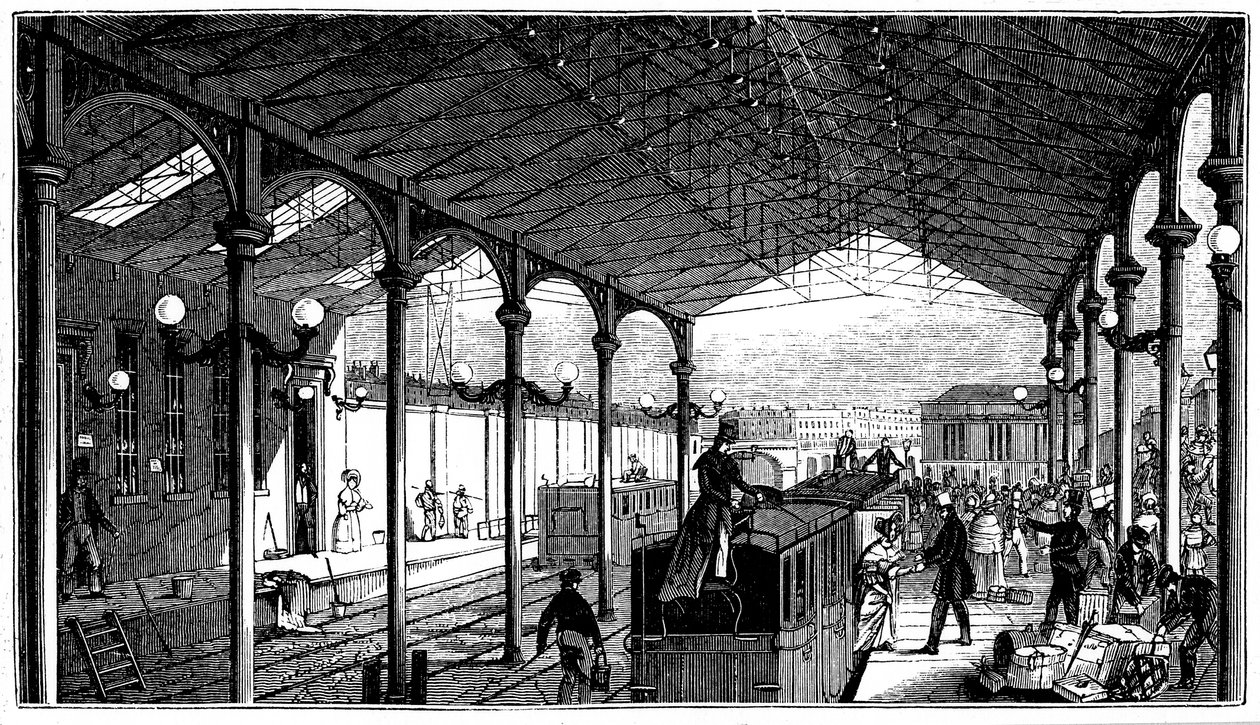 Euston Station, Lontoon päätepysäkki Lontoossa ja Birmingham Railway, 1840 tekijältä Unbekannt