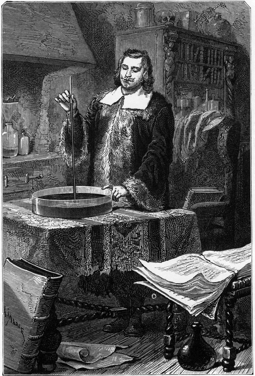 Evangelista Torricelli, italialainen fyysikko, keksi elohopeabarometrin, 1643 1873 tekijältä Unbekannt