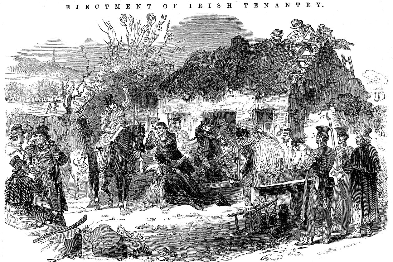 Häädetty irlantilainen talonpoikaperhe, 1848 tekijältä Unbekannt