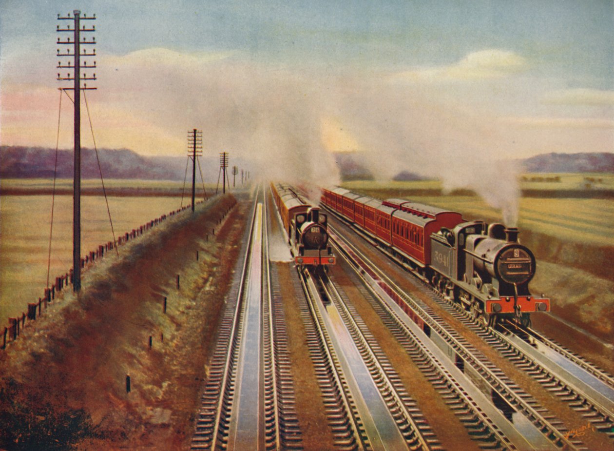 Retkijunat Blackpooliin ottavat vettä Kirkham Track-Troughsista, 1926 tekijältä Unbekannt