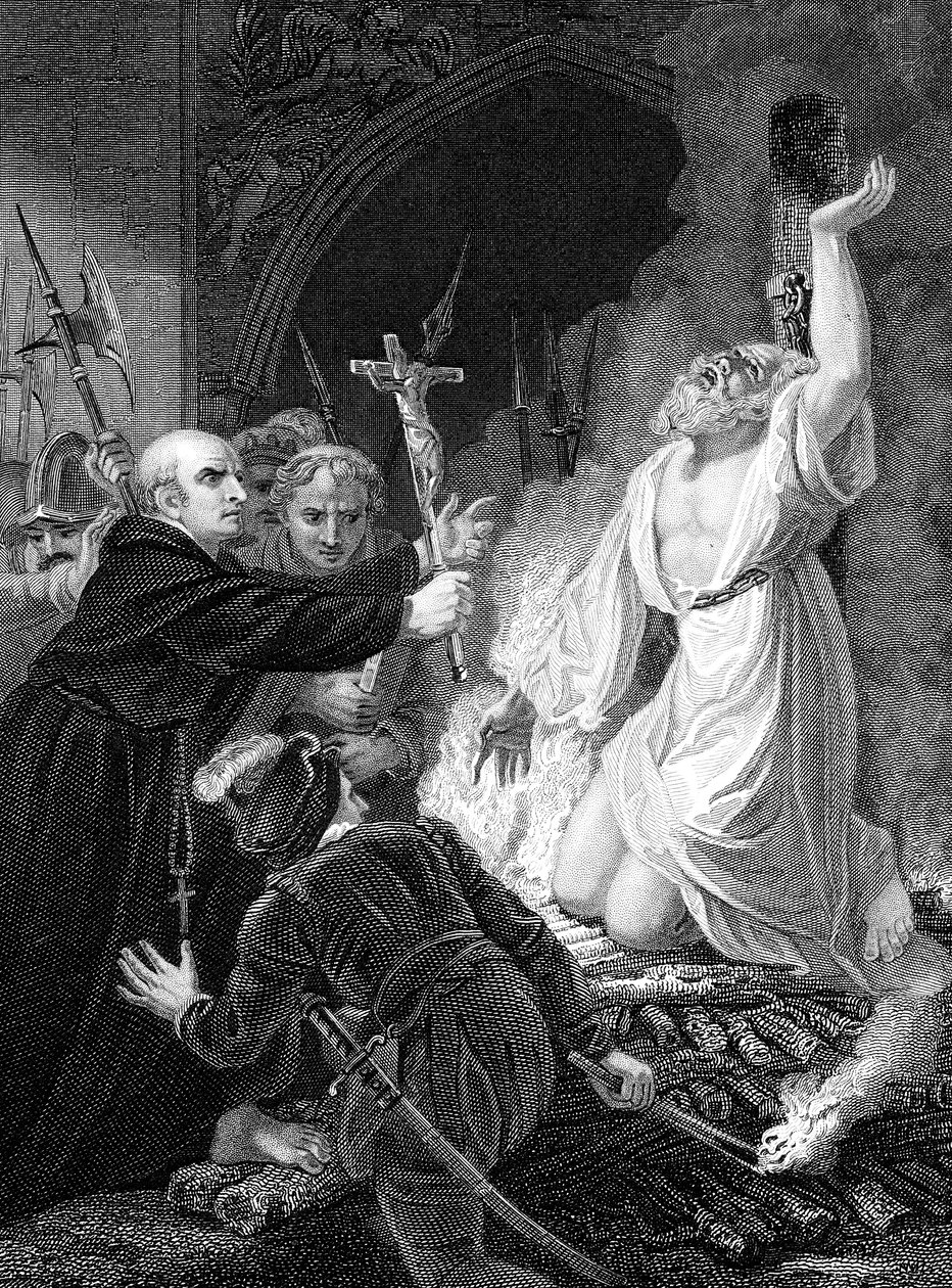 Oxfordin Canterburyn arkkipiispan Thomas Cranmerin teloitus 1556 1800-luvun puolivälissä tekijältä Unbekannt
