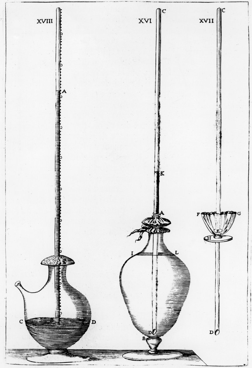 Accademia dell Cimento, Firenze, Italia, 1691 käyttämät kokeelliset barometrit tekijältä Unbekannt
