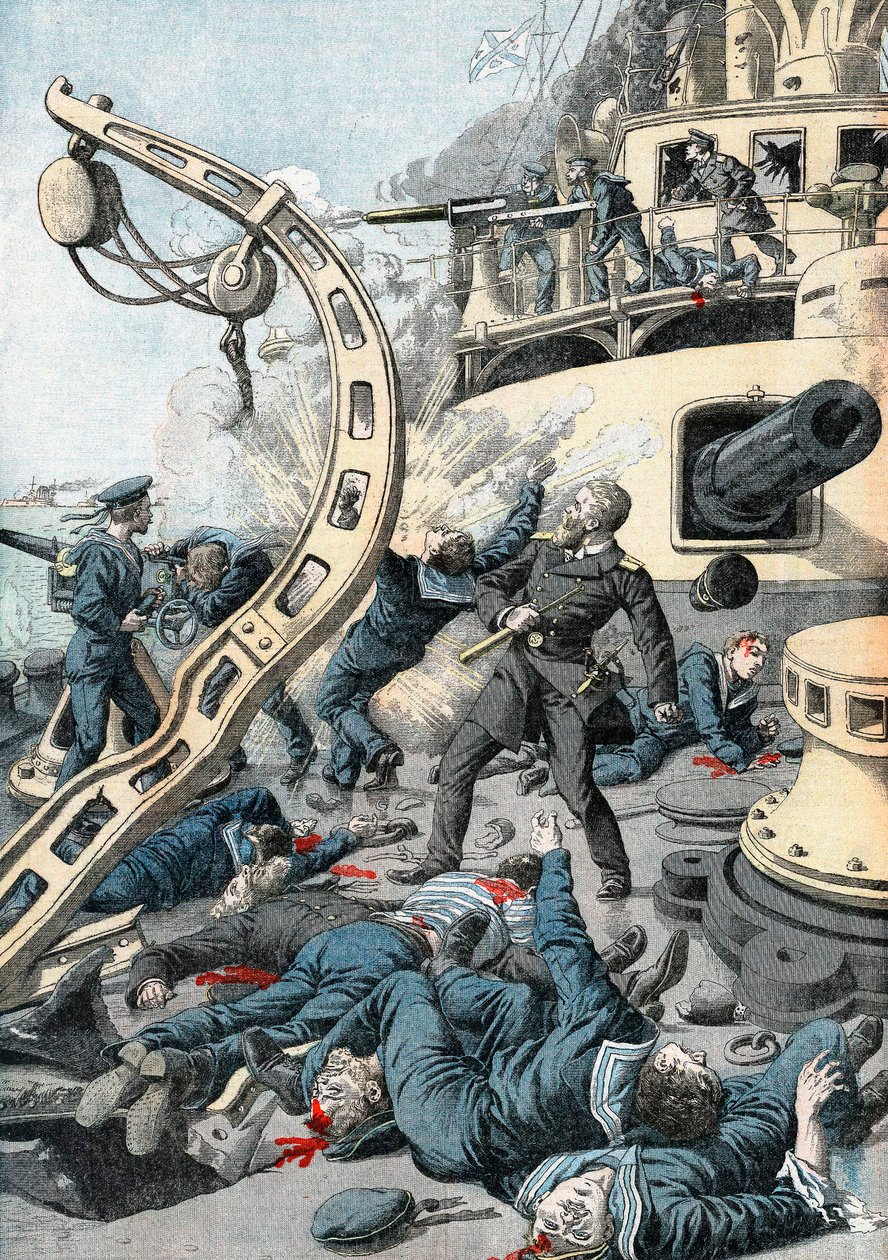 Räjähdys venäläisessä sotalaivassa, Venäjän ja Japanin sota, 1904-5 tekijältä Unbekannt